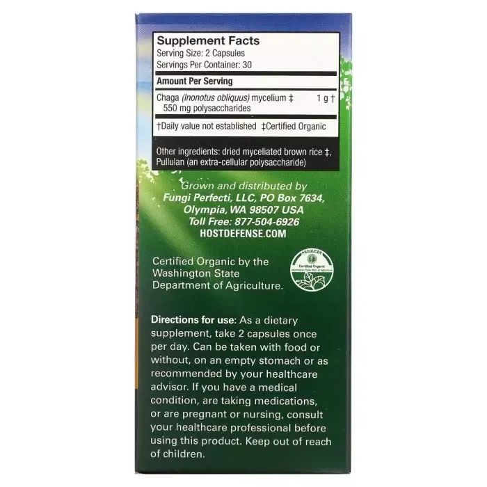 Травы Fungi Perfecti Чага, Chaga, 60 вегетарианских капсул (FPI-03182) изображение 3