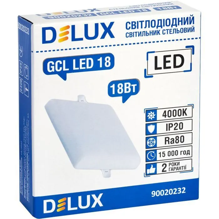 Светильник Delux LED 18_4000К 18Вт 230В SQUARE (90020232) изображение 2