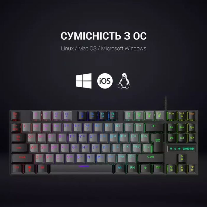 Клавіатура GamePro MK100B Blue Switch LED USB Black (MK100B) зображення 11