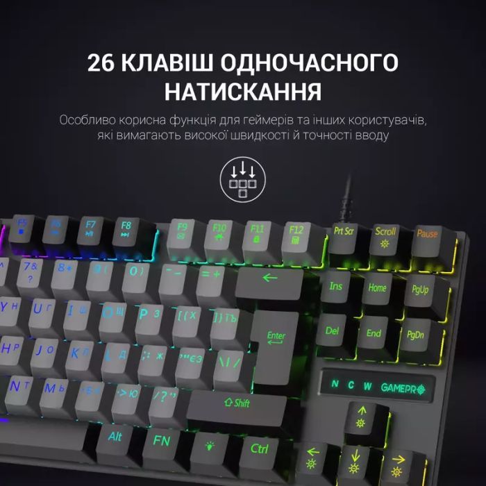 Клавіатура GamePro MK100B Blue Switch LED USB Black (MK100B) зображення 9
