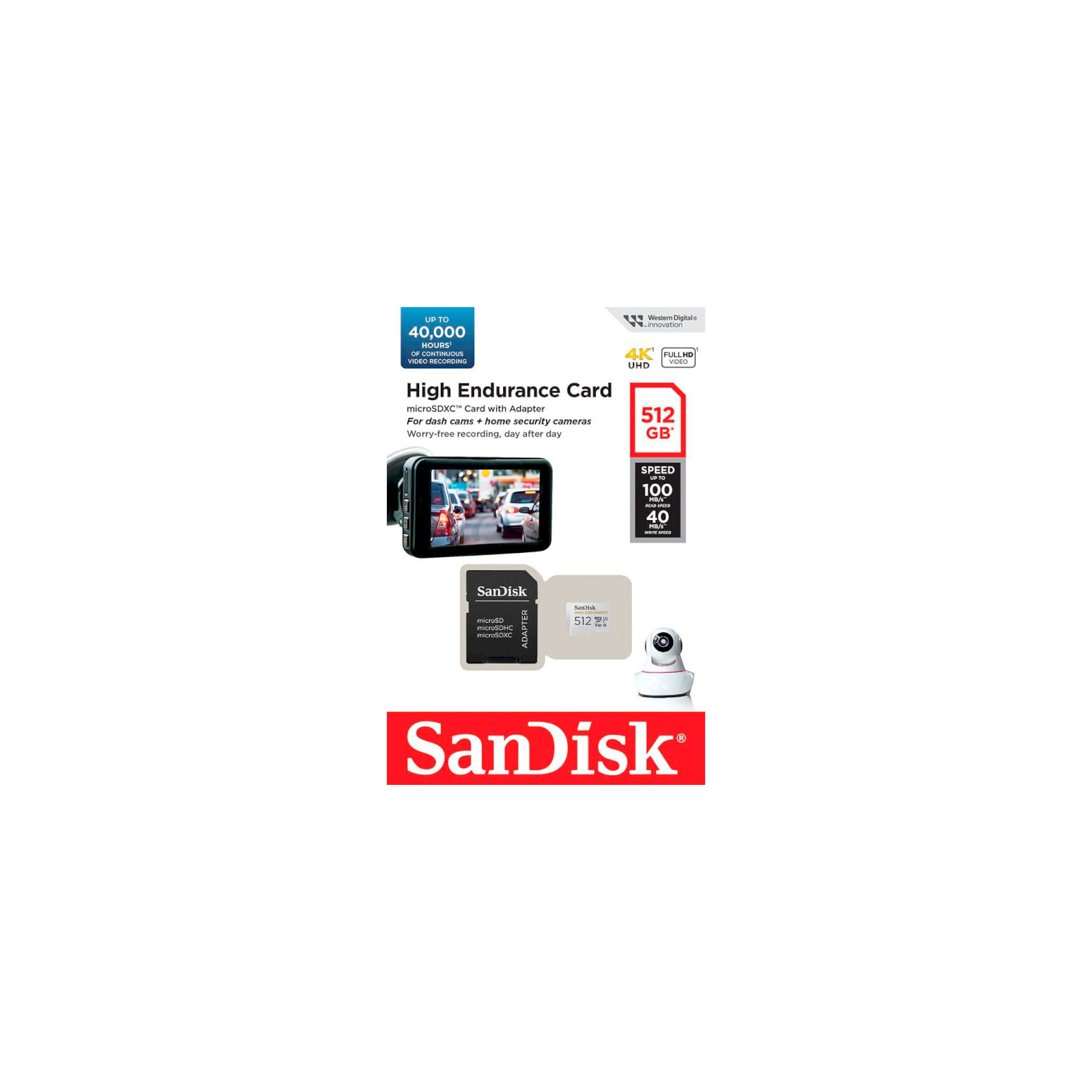 Карта пам'яті SanDisk 512GB microSDXC High Endurance UHS-I U3 V30 + SD adapter (SDSQQNR-512G-GN6IA) зображення 3