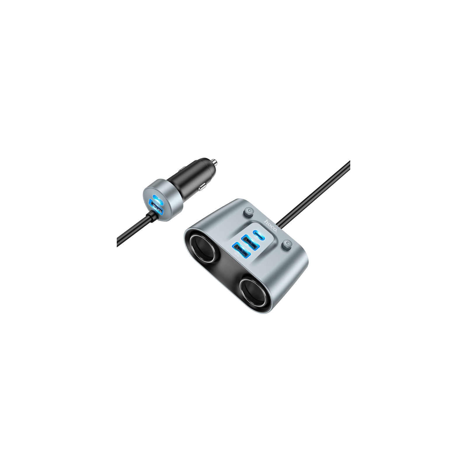 Зарядное устройство HOCO Z51 Establisher 2xUSB, USB Type-C Metal Gray (6942007600439) изображение 4