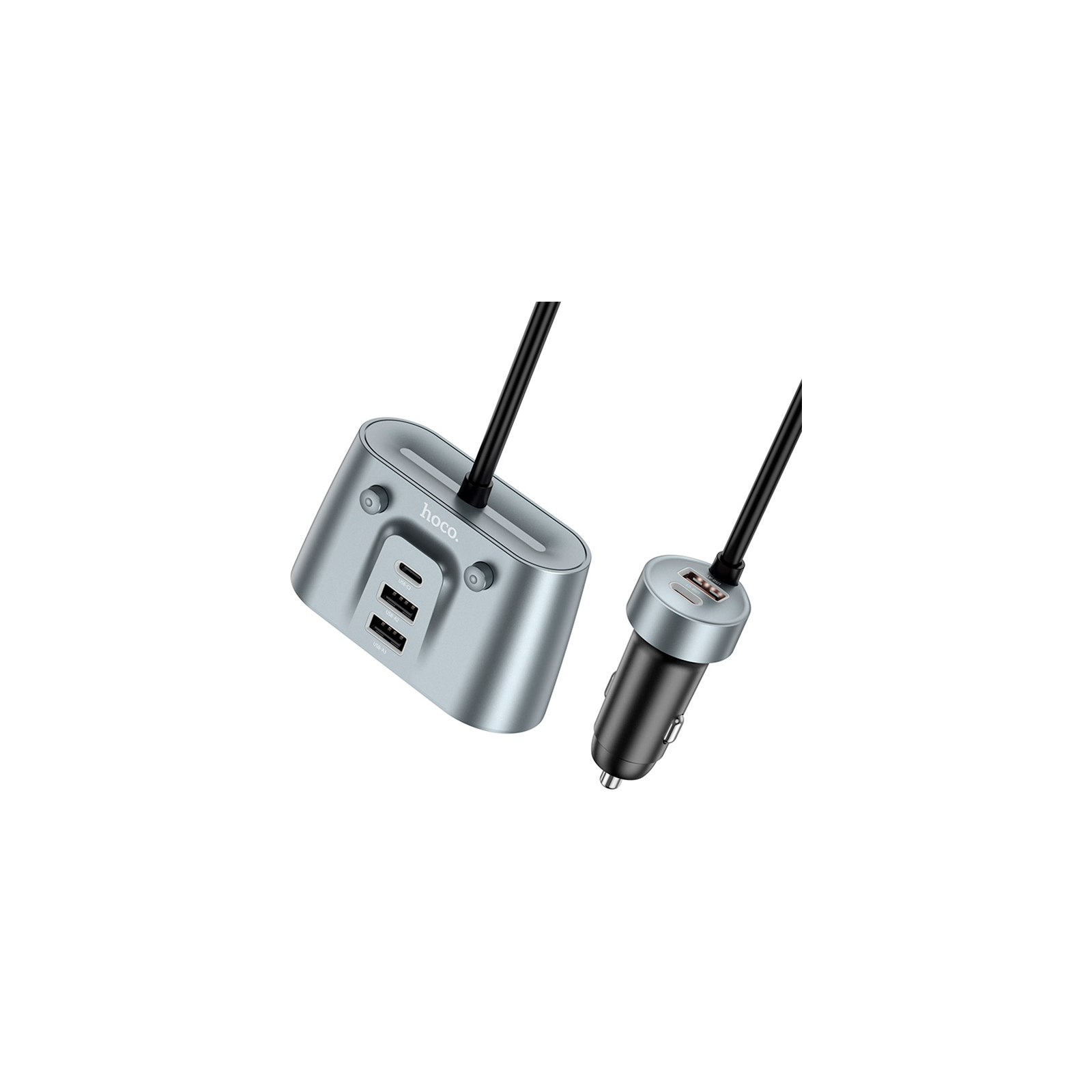 Зарядний пристрій HOCO Z51 Establisher 2xUSB, USB Type-C Metal Gray (6942007600439) зображення 5
