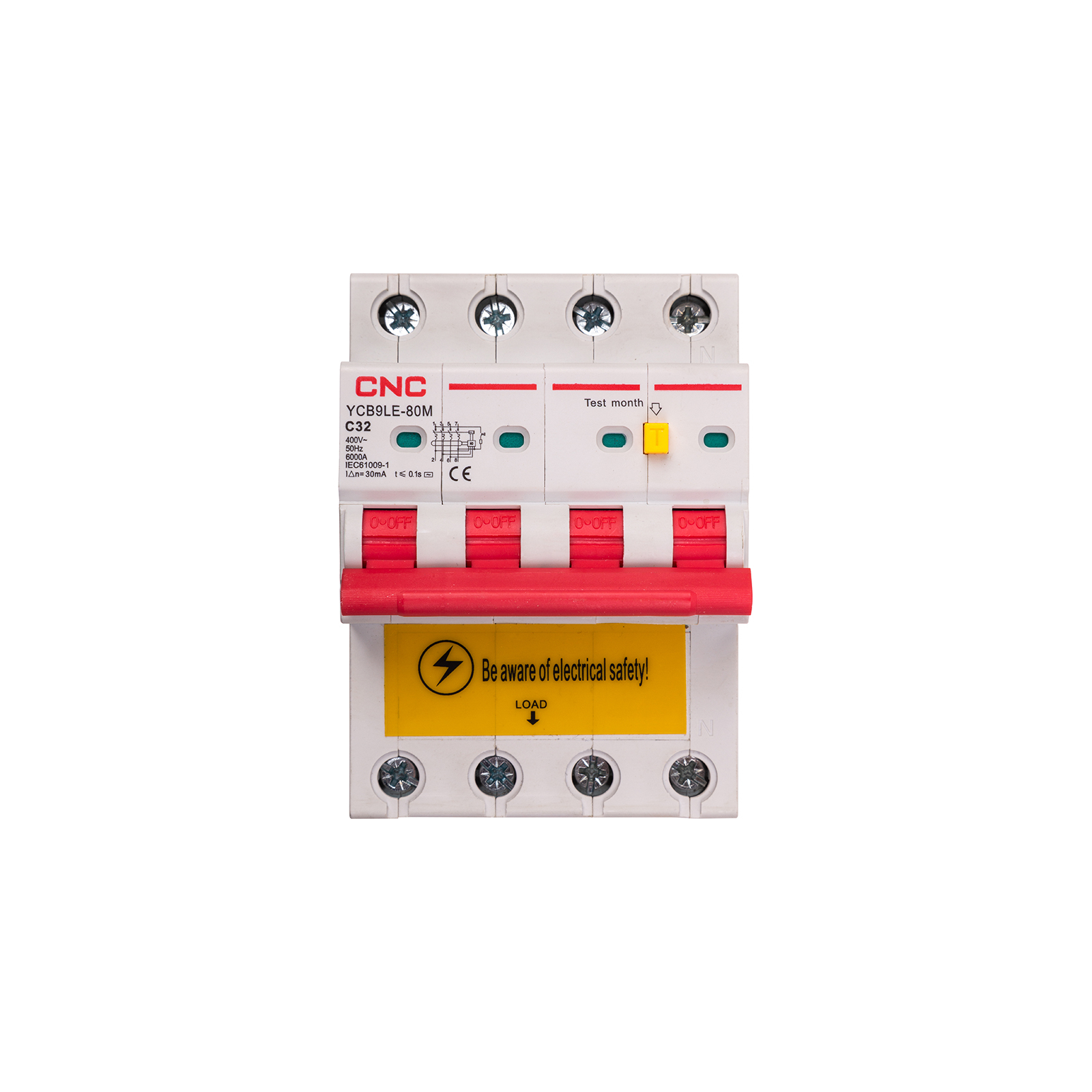 Дифференциальный автоматический выключатель CNC YCB9LE-80M 4P C16 6000A 30mA (NV821921)