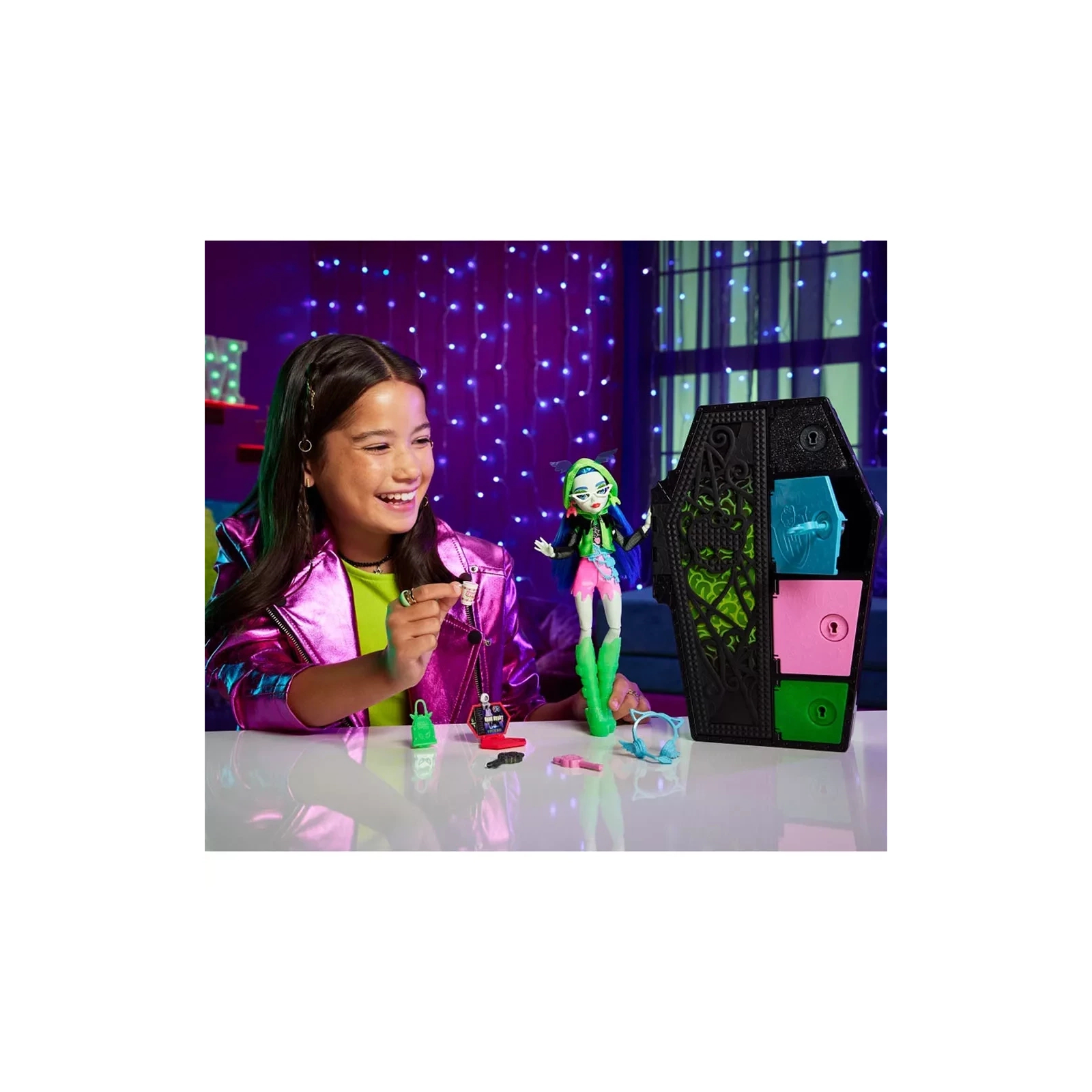 Кукла Monster High Неоновые и бомбезные Ужас-секреты Гулии (HNF81) изображение 7