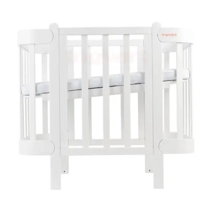 Кроватка Ingvart трансформер Nika 70 Slim с опускной боковинкой (70х94, 70х120) бело-натуральная (872900111017)