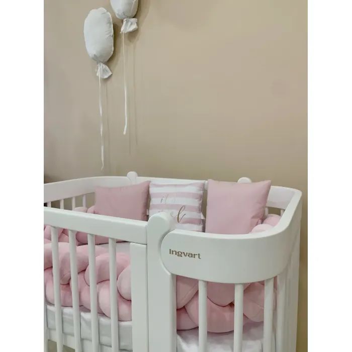 Кроватка Ingvart трансформер Nika 70 Slim с опускной боковинкой (70х94, 70х120) бело-натуральная (872900111017) изображение 3