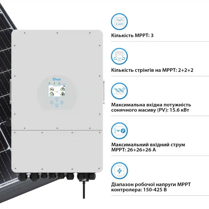 Солнечный инвертор Deye SUN-12K-SG02LP1-EU-AM3 12 кВт (SUN-12K-SG02LP1-EU-AM3) изображение 4