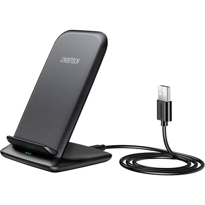 Зарядное устройство Choetech 15W Fast Wireless Charging Stand 2coils black (T555-F-BK) изображение 3