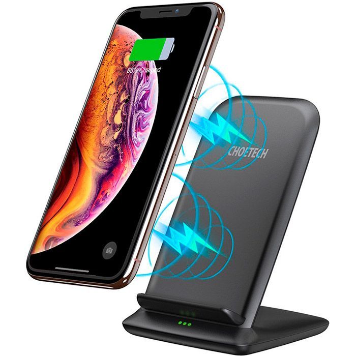 Зарядное устройство Choetech 15W Fast Wireless Charging Stand 2coils black (T555-F-BK) изображение 4