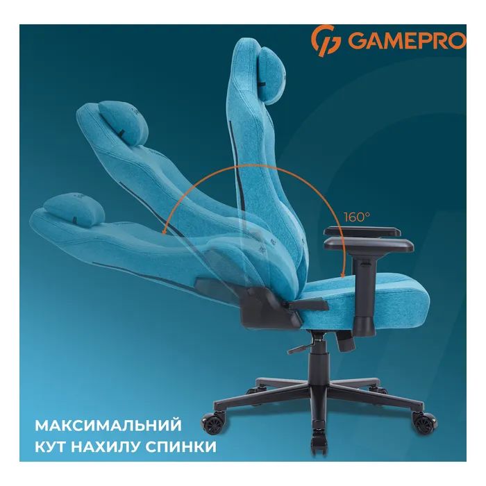 Крісло ігрове GamePro FGC750DB Size L Fabric Dark Blue (FGC750DB) зображення 10