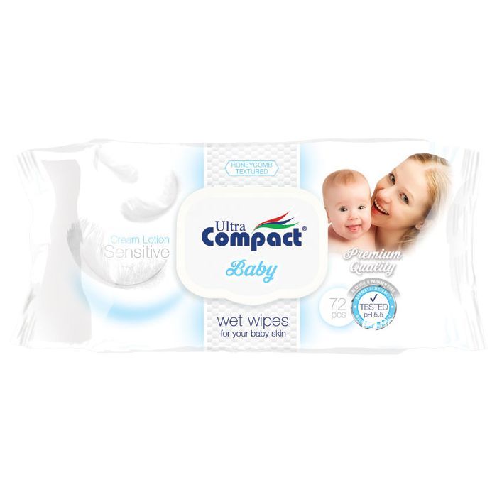 Детские влажные салфетки Ultra Compact Sensitive з клапаном 2 пачки по 72 шт (2000064264514)