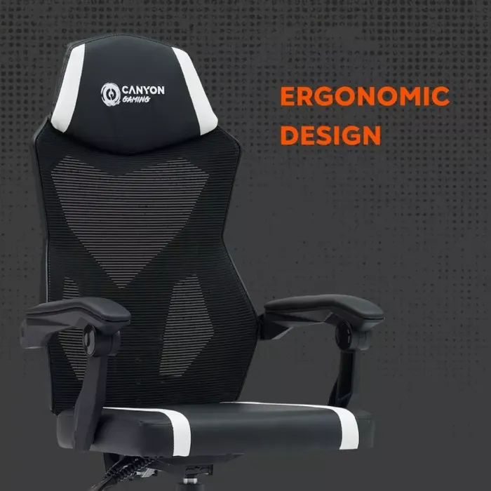 Кресло игровое Canyon Flow MCH01 Mesh Black/White (CNE-MCH01W) изображение 6