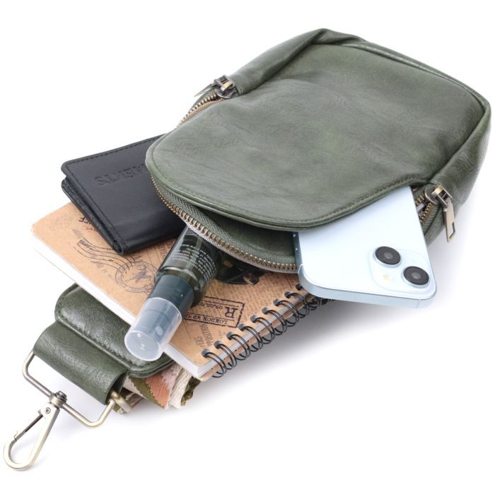 Сумка Vintage Через плечо из экокожи Зеленая (22791) изображение 7