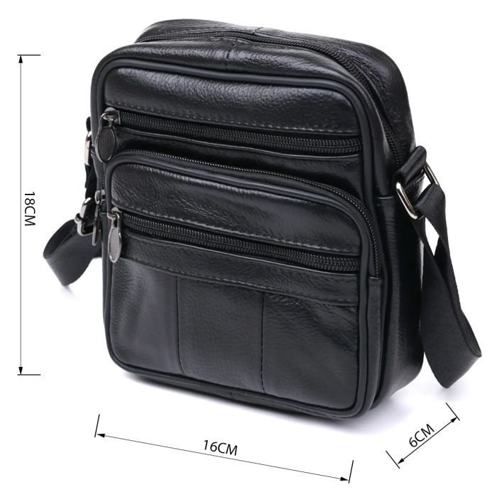 Сумка Vintage Кожаная мужская Черная (20370) изображение 3