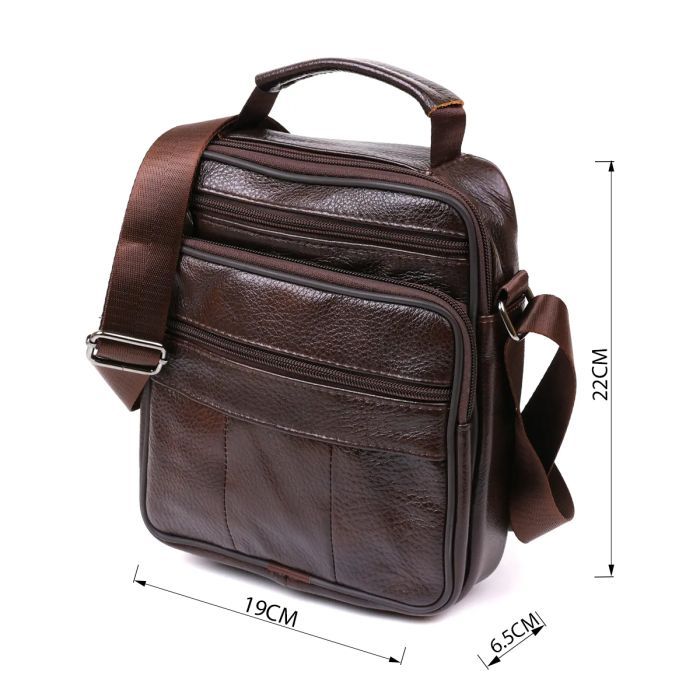 Сумка Vintage Из натуральной кожи Коричневая (20473) изображение 3