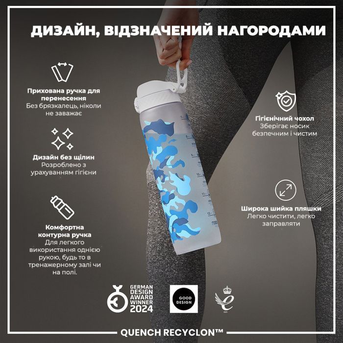Бутылка для воды ION8 OneTouch Times To Drink 1000 мл BPA Free, Camo (I8RF1000PICAMO) изображение 4