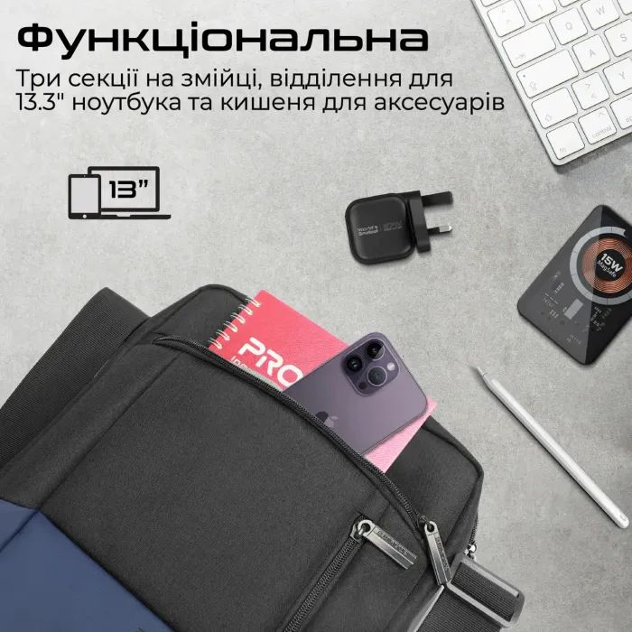 Сумка для ноутбука Promate 13.3" Satchel-HB black (satchel-hb.black) зображення 2