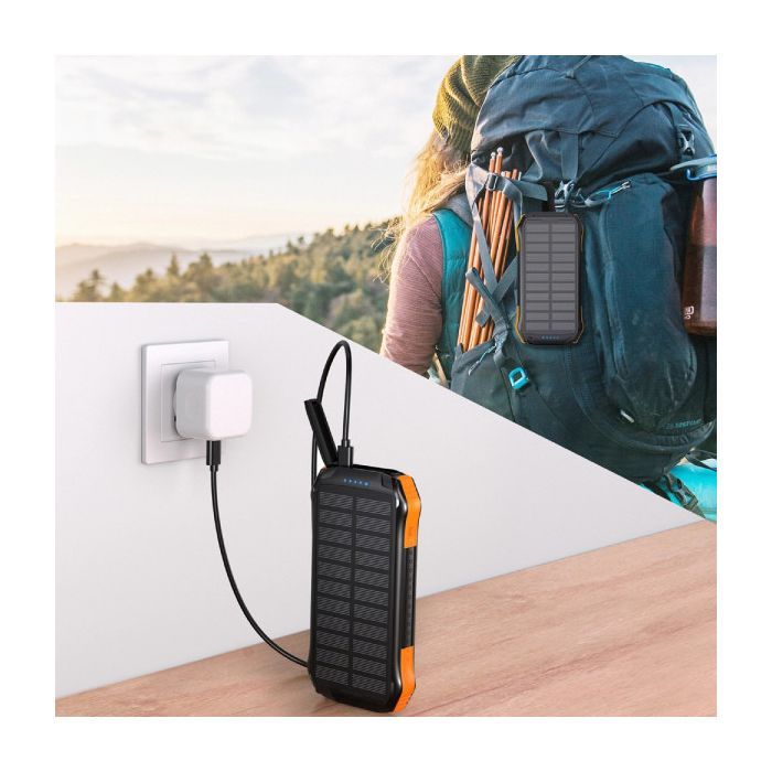 Батарея универсальная Choetech 10000mAh 10W 2USB-A+USB-C,solar panel Black-Orange (B658-OR) изображение 5