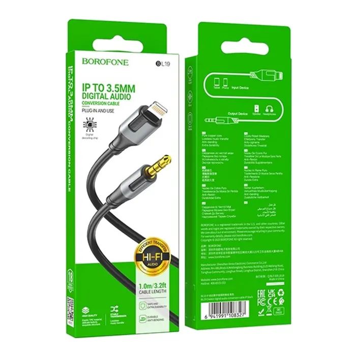 Кабель мультимедійний Lightning to 3.5mm M 1.0m black BOROFONE (6941991108327) зображення 4