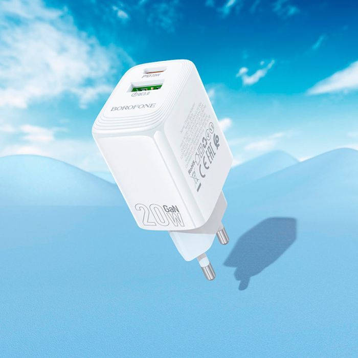 Зарядное устройство BOROFONE BN27 Fuente 1xUSB-C PD20W + 1xUSB QC3.0 White (6941991120268) изображение 8