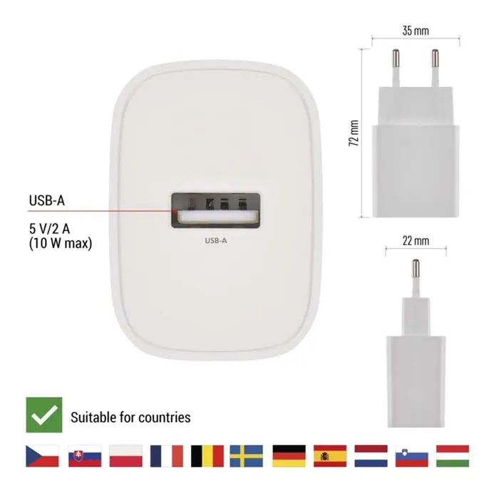 Зарядний пристрій EMOS V01B10 USB-A 10W (V01B10) зображення 4