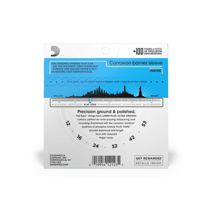 Струни для гітари D'Addario Flat Tops Phosphor Bronze Light (12-53) (EFT16) зображення 3