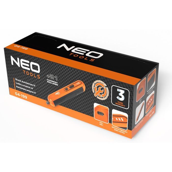 Отвертка аккумуляторная Neo Tools 4in1 1.5Ah, 4.5Нм, 230об/мин, 20 бит, кейс (04-199) изображение 18