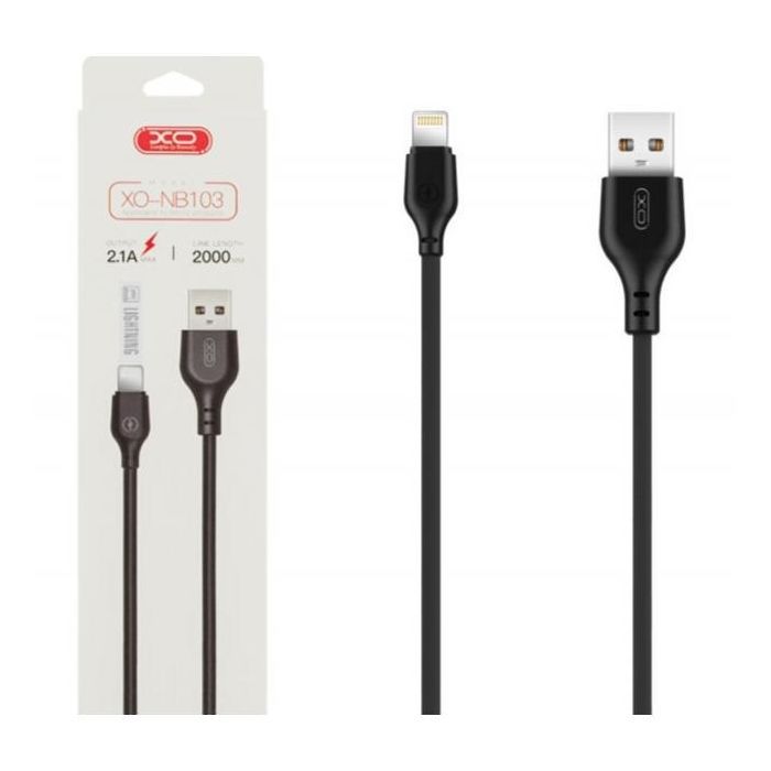 Дата кабель USB 2.0 AM to Lightning 2.0m 2.1A black XO (XO-NB-103-L-2-BK) изображение 3