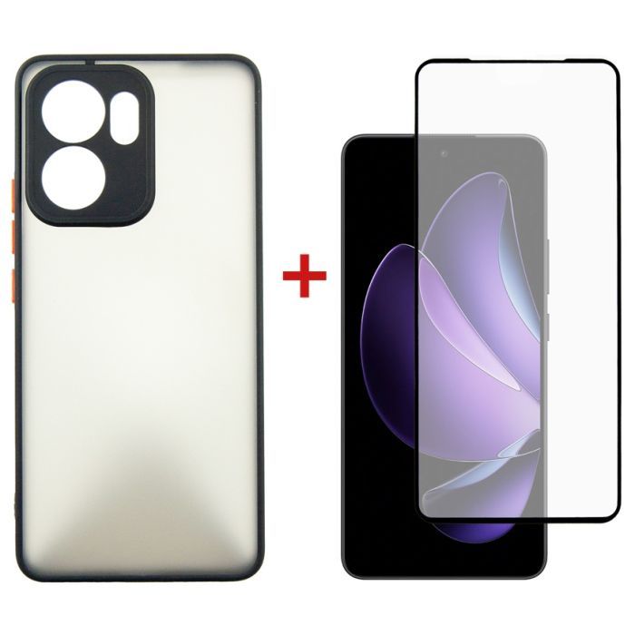 Чехол для мобильного телефона Dengos Oppo Reno13 F Case Matte + Glass (Black) (DG-KM-149)