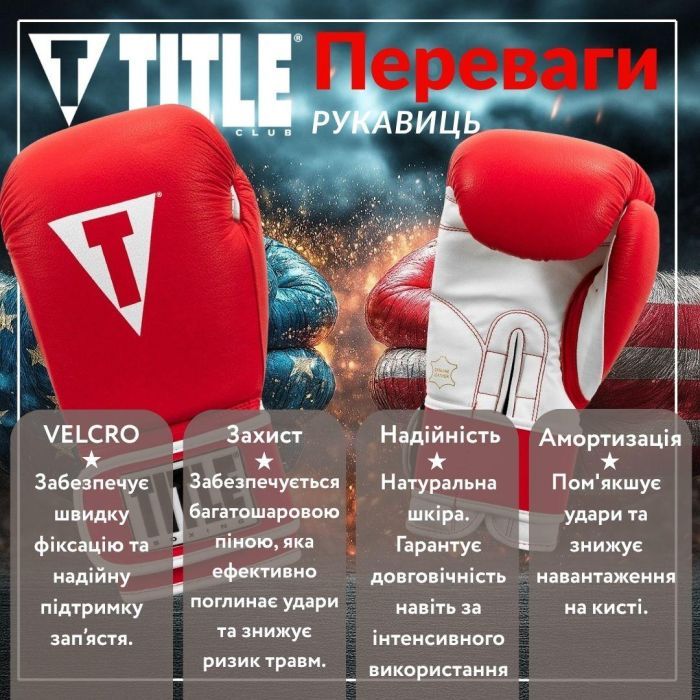 Боксерские перчатки Title Boxing Pro Style Leather Gloves3.0 Red/White 12 oz (TVVTG3 12 RD/WH) изображение 3