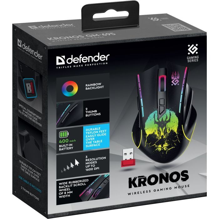 Мышка Defender Kronos GM-695 Wireless Black (52695) изображение 9 Мышка Defender Kronos GM-695 Wireless Black (52695) изображение 9
