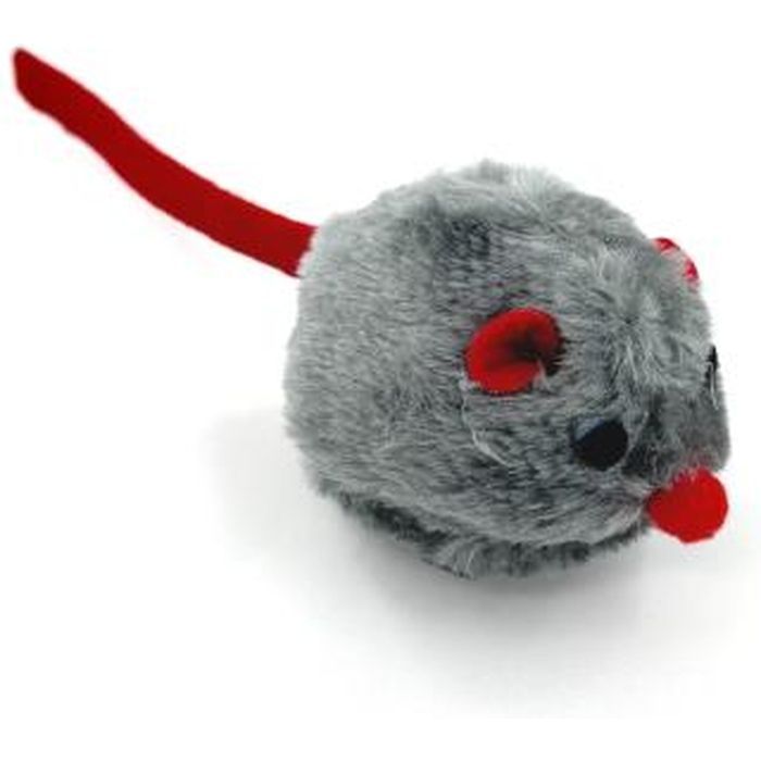 Іграшка для котів Hippie Pet Мишка сіра з червоним хвостиком 6 см (HIPCT14419)
