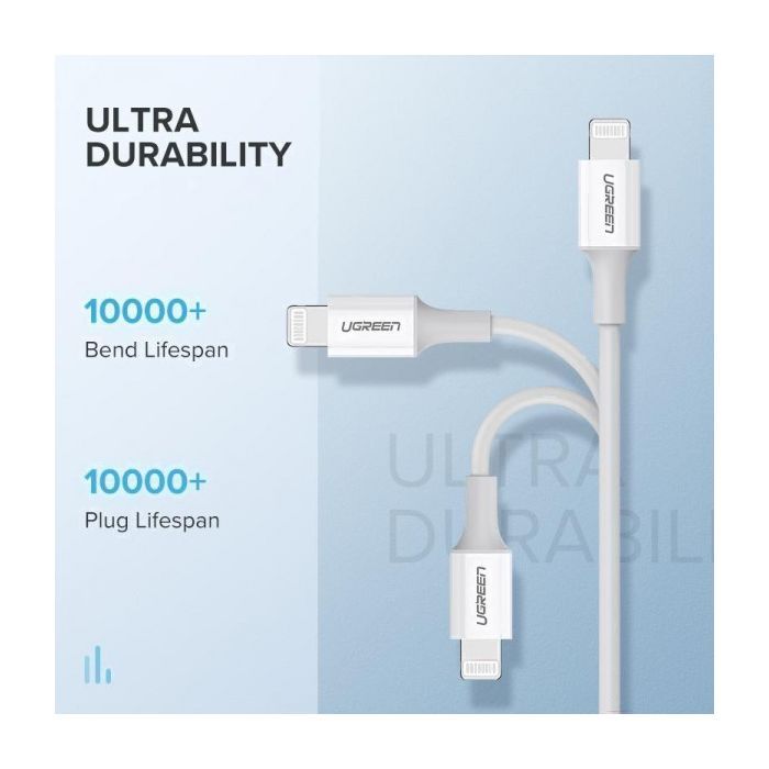 Дата кабель USB-C to Lightning 1.0m 3A US171 white UGREEN (10493) изображение 6
