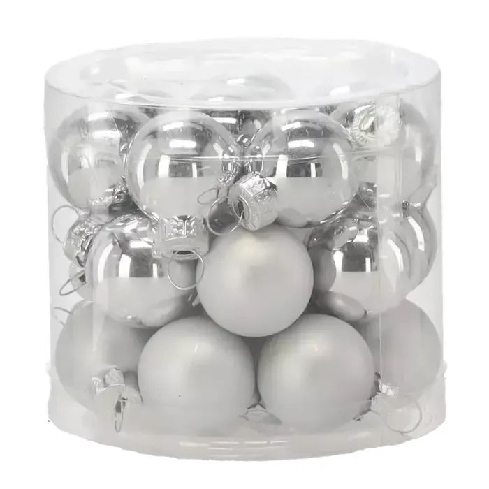 Елочная игрушка Chomik скляні кульки 24 шт, 2,5 см, срібні (5900779882126_2)