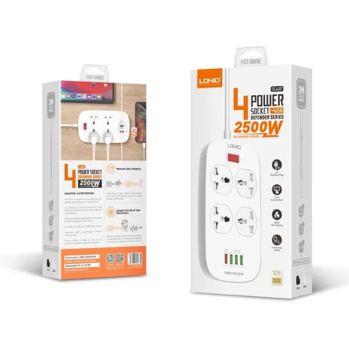 Мережевий фільтр живлення LDNIO SC4407Q 4роз. 4USB 2м (SC4407Q) зображення 7