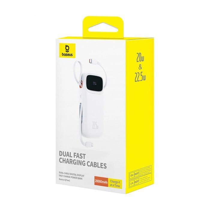 Батарея універсальна Baseus Qpow2 20000mAh 22.5W PD, QC/3.0, White (P10055002223-00) зображення 6