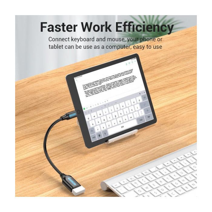 Переходник OTG USB 2.0 AF to USB-C 0.15m black VENTION (CCSBB) изображение 6