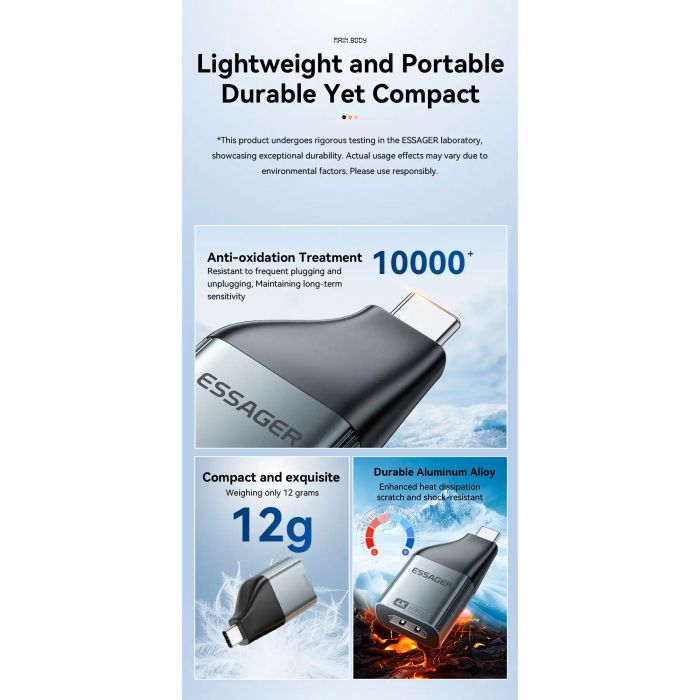 Переходник HDMI F to USB-C M 4K60Hz Essager (EZJHD60-MJ0G-P) изображение 6