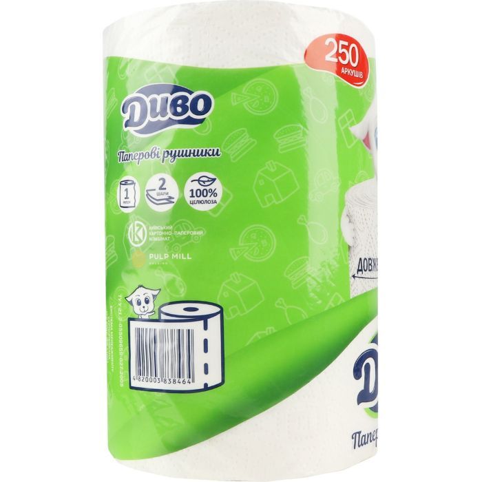 Бумажные полотенца Диво 2 слоя 250 отрывов 1 рулон (4820003838464) изображение 5