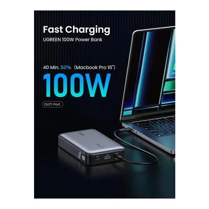 Батарея универсальная Ugreen 20000mAh 100W Two-way Fast Charging (PB720 25188) изображение 4
