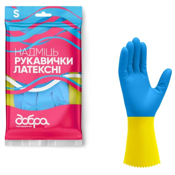 Перчатки хозяйственные Добра Господарочка Латексные Сверхпрочные Размер M (4820086523776)