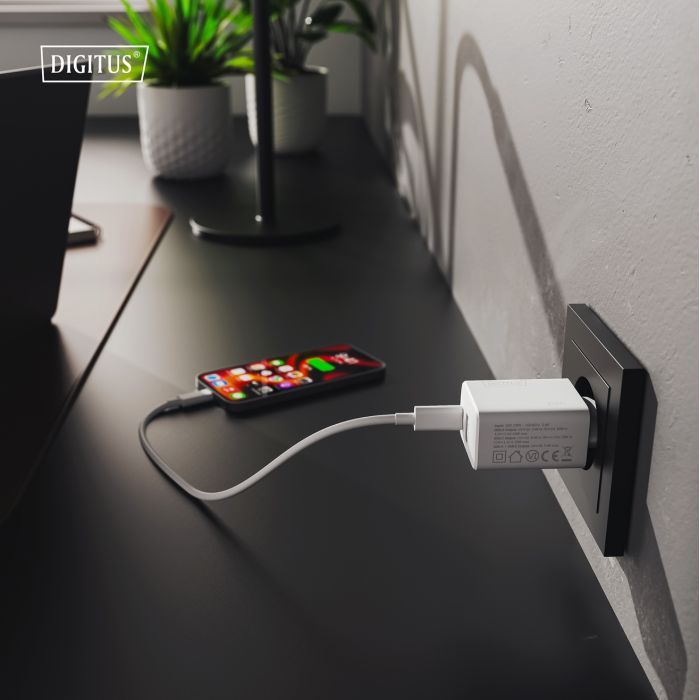 Зарядний пристрій Digitus 1xUSB-C + 1xUSB 20W (DA-10300) зображення 2