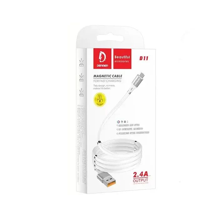 Дата кабель USB 2.0 AM to USB-C 1.0m 2.4A white Denmen (DN-D11T-WH) изображение 2