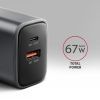 Зарядний пристрій AXAGON 1xUSB-C PD67W + 1xUSB QC4+ PPS gray (ACU-PQ67) зображення 2