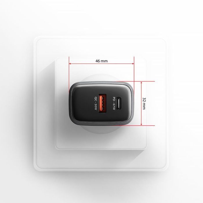Зарядний пристрій AXAGON 1xUSB-C PD67W + 1xUSB QC4+ PPS gray (ACU-PQ67) зображення 8