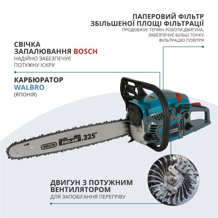Набір інструментів Toptul Пила бензинова Konner&Sohnen KS CS31G-18-1 45см 54.5см3 5.6кг (KSCS31G-18-1) зображення 3