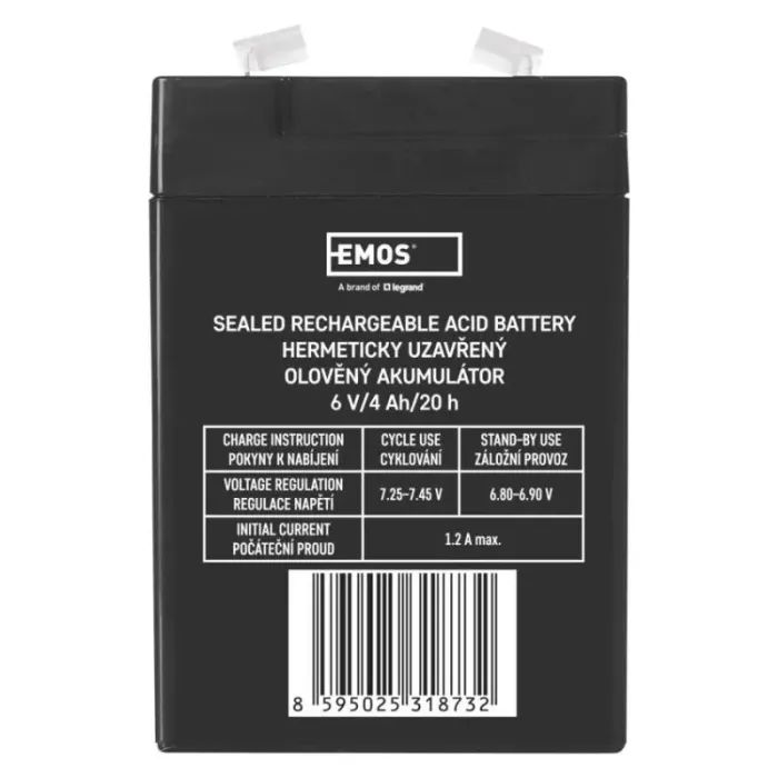 Батарея к ИБП EMOS B9641 AGM 6V 4Ah fast 4,7mm (B9641) изображение 3
