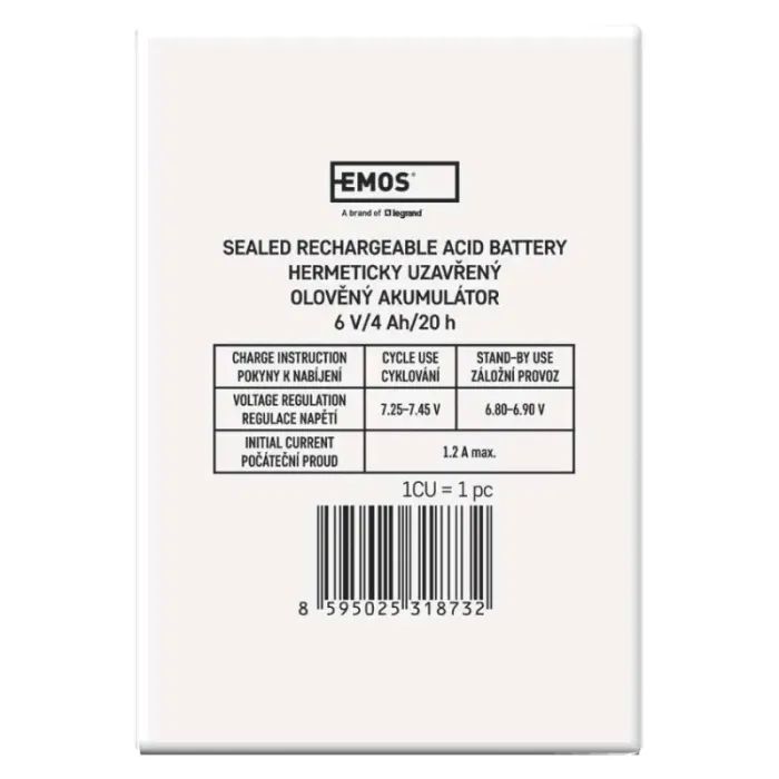 Батарея к ИБП EMOS B9641 AGM 6V 4Ah fast 4,7mm (B9641) изображение 5