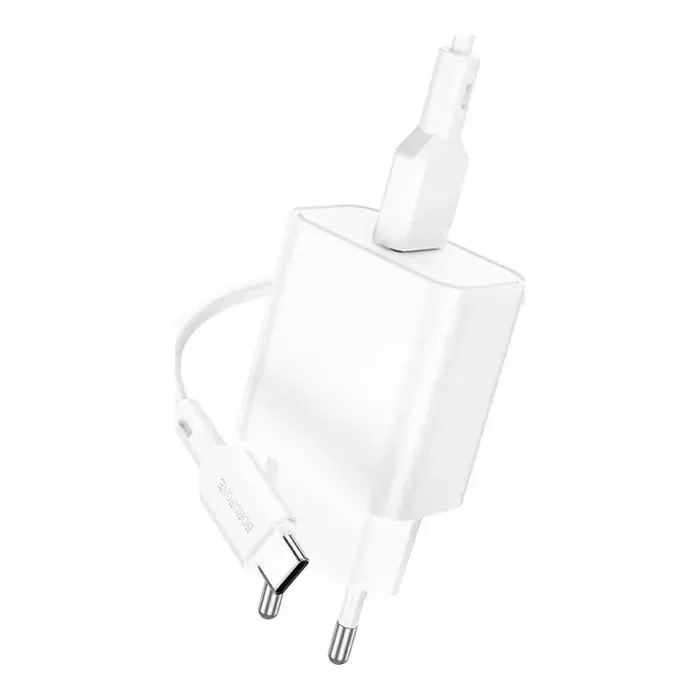Зарядное устройство BOROFONE USB QC3.0 + cable USB to USB-C 18W white (6974443388596)